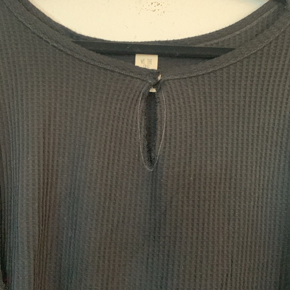 We the free Free People thermal bell sleeve waffle knit shirt-black-Medium - Picture 6 of 11